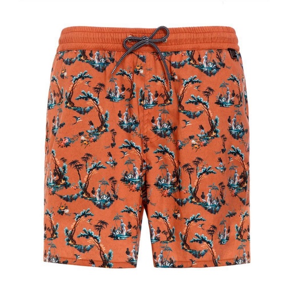 Agua Bendita Joe Pavana brown green tree print Swim Shorts trunks - Picture 2 of 11